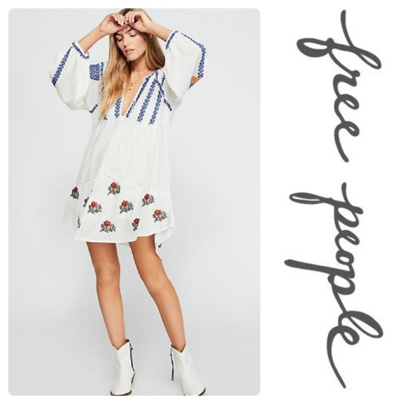 New Free People Wild Horses Embroidered Mini Dress - Picture 4 of 7
